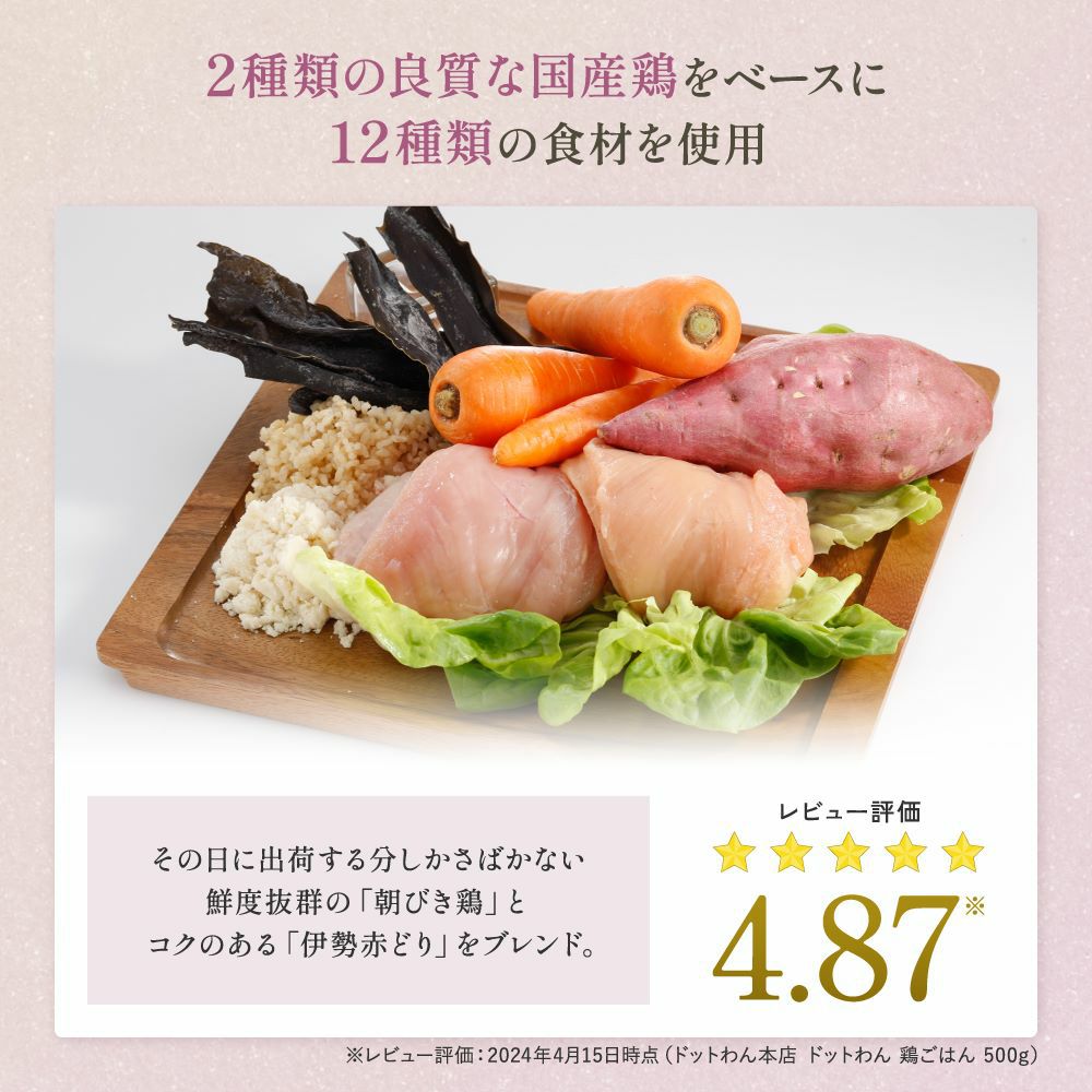 ドットわんの人気No.1！鶏ごはん(120g)｜国産天然食材の自然食ドッグフード